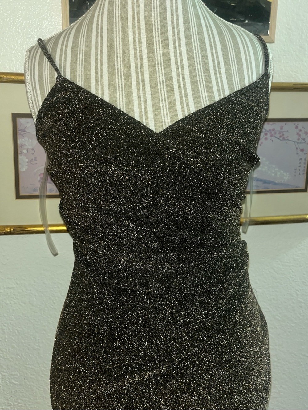 Windsor Gold Bronze Metallic Glitter Bodycon Mini Dress Y2K  Homecoming Medium